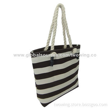 Tote Bag with Cotton Canvas Fabric with Big Round Thick String Handle